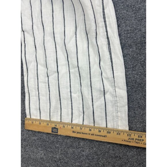 Joie 100% Linen Pants Women's 12 Beige Striped Belted Wide Leg NWT - Picture 8 of 10